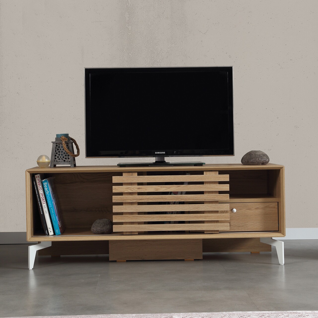 Comoda TV, Comforty, Lulu, 125 x 50 x 41 cm, pal melaminat, stejar - imagine 6